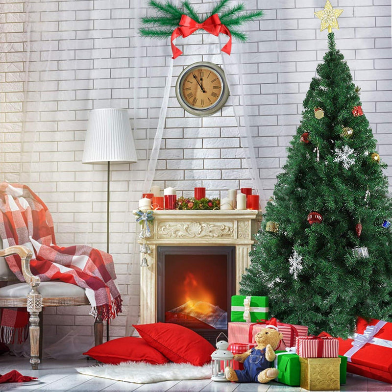 9.8ft Christmas Pine Tree Artificial Xmas Tree with 2150 Branch Tips and Metal Stand, Green