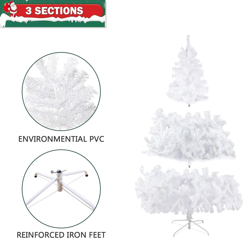 6' Premium Spruce Artificial Christmas Tree w/Metal Stand, White