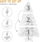 7' High Christmas Tree 1000 Tips Decorate Pine Tree with Metal Legs White & Decorations