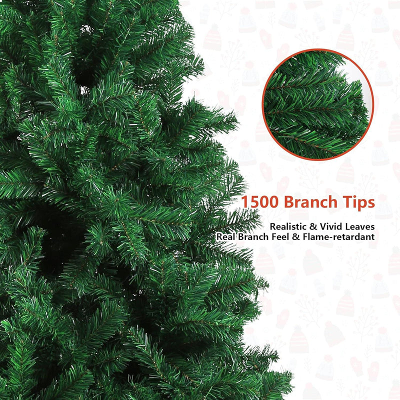 7.9ft Premium Spruce Artificial Christmas Tree with 1500 Branch Tips and Decoration, Green