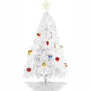 8ft Spruce Hinged Artificial Christmas Tree Premium Xmas Tree w/ 1500 Branch Tips Metal Stand Decoration, White