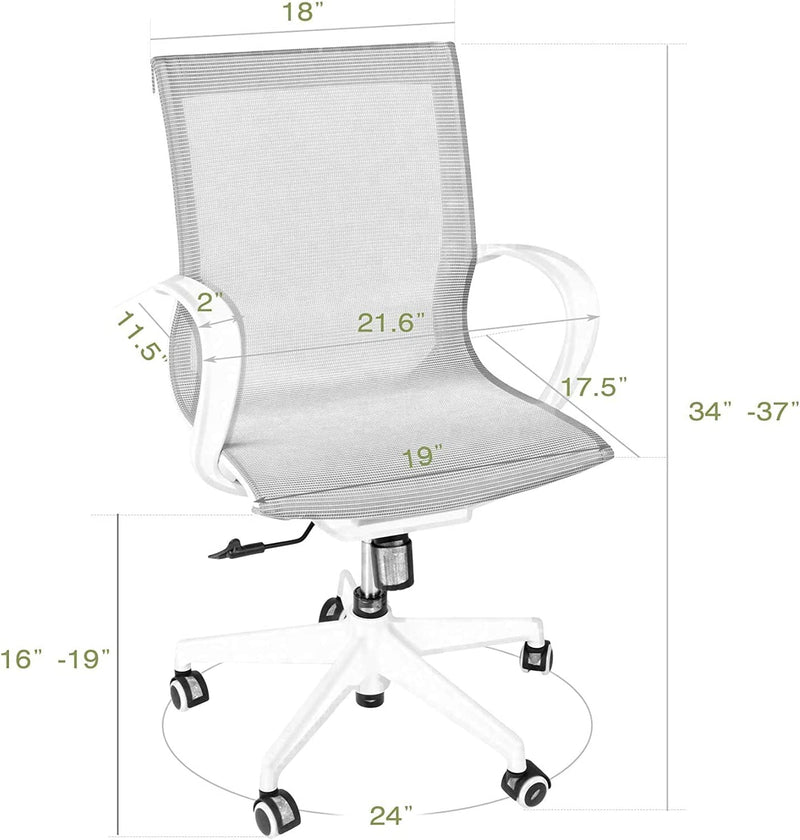 Office Mesh Chair Ergonomic Desk Chair with Armrest and 5 Swivel Casters