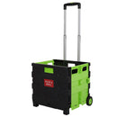 44L Collapsible Rolling Crate Utility Cart Foldable Grocery Cart with Wheels, Green