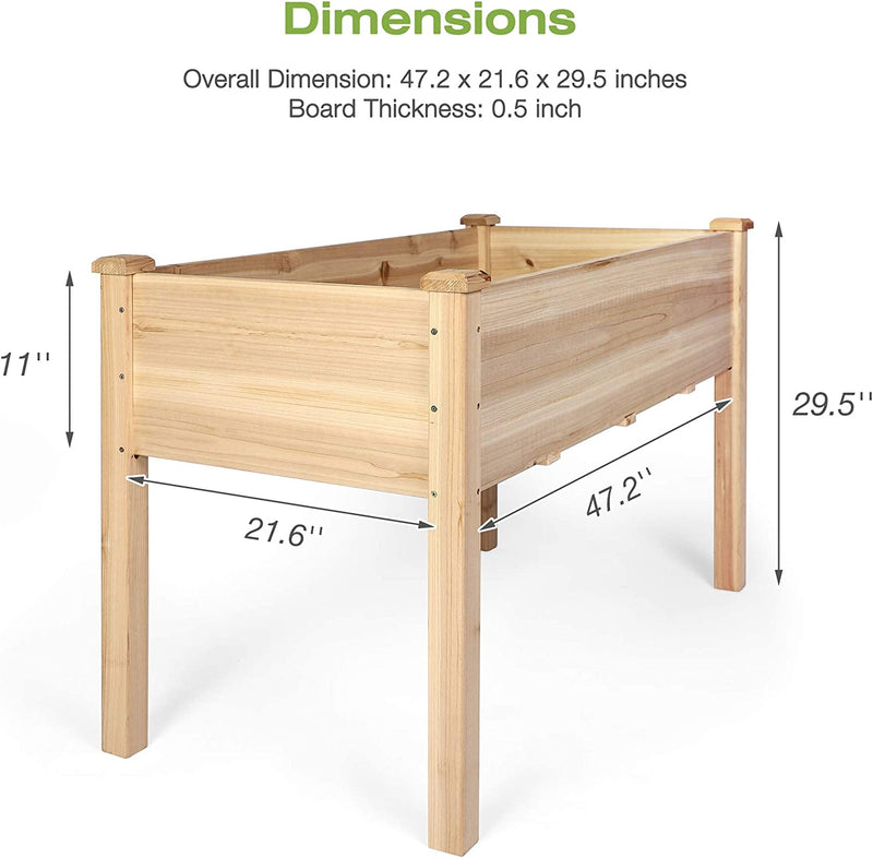 Wooden Raised Garden Bed 47.2" x 21.6" x 29.5" Elevated Wood Planter Box with Legs