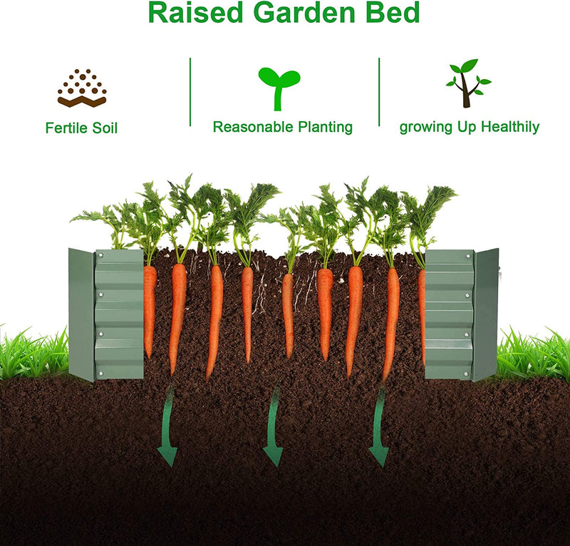 Galvanized Raised Garden Bed, Metal Anti-Rust Outdoor Raised Garden Planter Box Kit