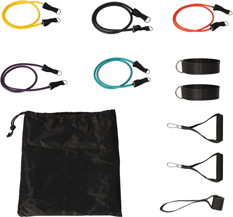 11 Pack Pull Up Resistance Bands Set with with Handles, Ankle Straps, Door Anchor Natural Rubber