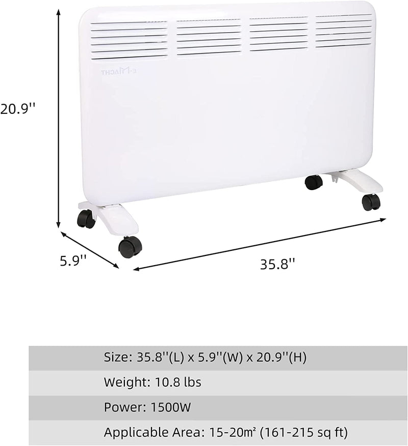 1500W Electric Space Heater Freestanding Large Room Convection Heater w/ Adjustable LED Digital Thermostat