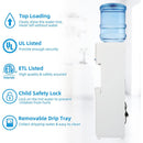 3-5 Gallon Top Loading Water Dispenser Cooler Hot and Cold with Child Safety Lock, ETL Listed, White