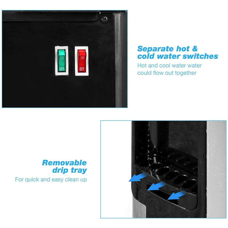 5 Gallons Hot and Cold Water Cooler Dispenser for Top Loading for Home w/ Child Safety Lock