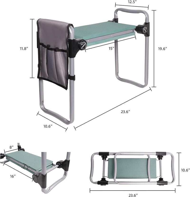 Widen Upgrade Foldable Garden Kneeler Bench Workseats and Seat Stool w/Tool Pocket and Soft EVA Kneeling Pad