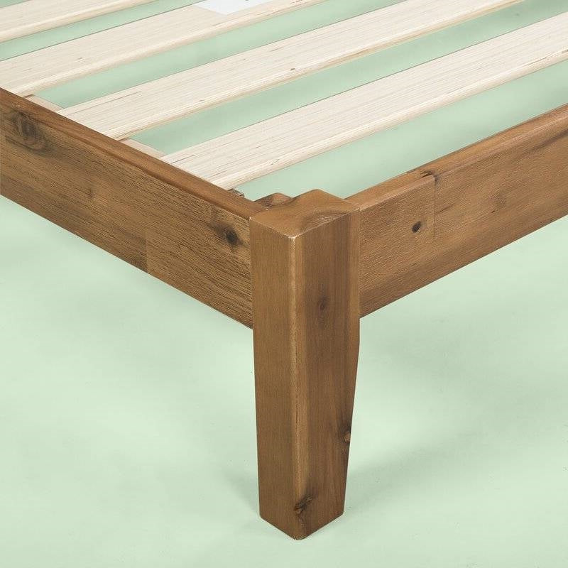 King size Modern Wood Platform Bed Frame with Headboard in Medium Brown, photo 4 of 5