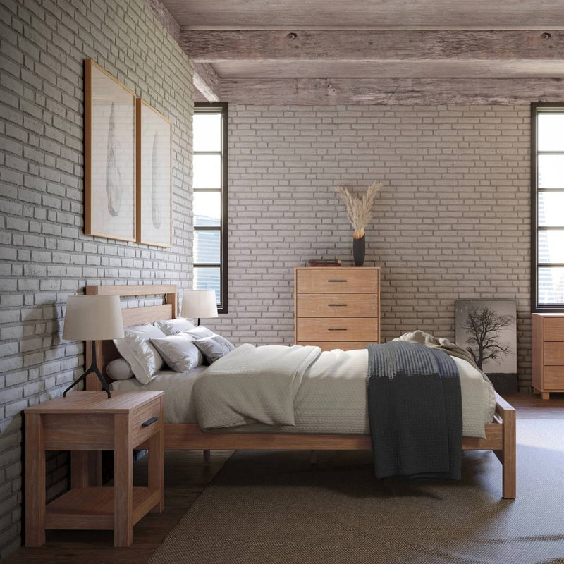 King size Farmhouse Solid Wood Platform Bed Frame with Headboard Footboard, photo 5 of 5