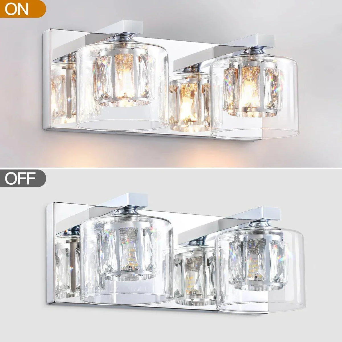Kolt Chrome Modern 2-Light Bathroom Vanity Light, photo 8 of 21