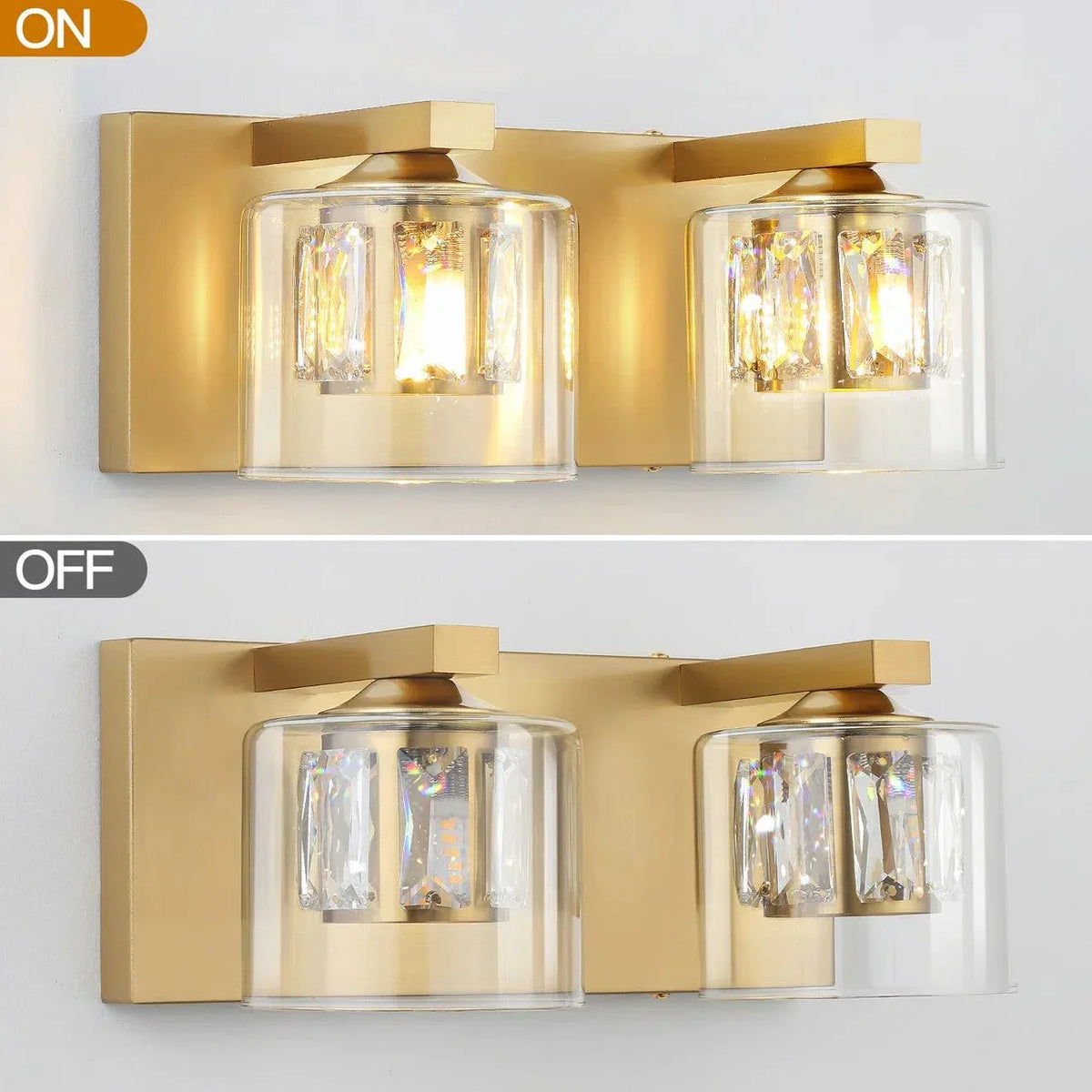 Kolt Chrome Modern 2-Light Bathroom Vanity Light, photo 14 of 21