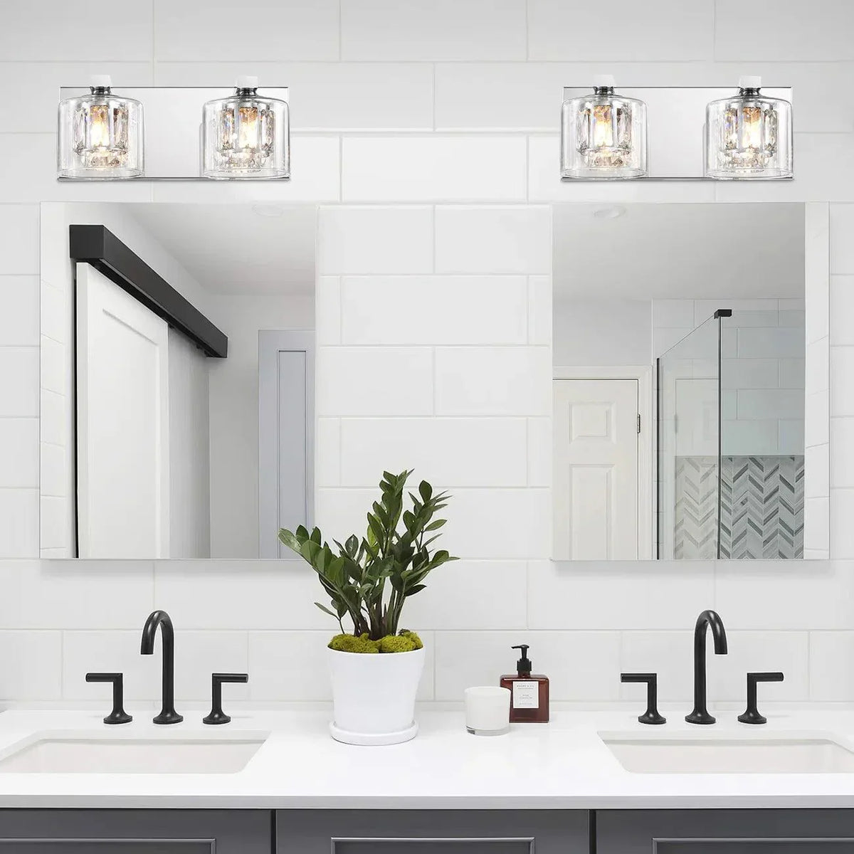 Kolt Chrome Modern 2-Light Bathroom Vanity Light, photo 4 of 21