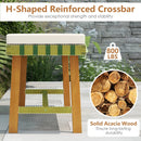 48 inch Acacia Wood Outdoor Bench with Thick Padded Seat Cushion by LJGDeals