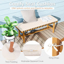 48 inch Acacia Wood Outdoor Bench with Thick Padded Seat Cushion