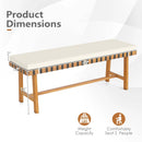 48 inch Acacia Wood Outdoor Bench with Thick Padded Seat Cushion by LJGDeals