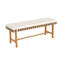 48 inch Acacia Wood Outdoor Bench with Thick Padded Seat Cushion by LJGDeals
