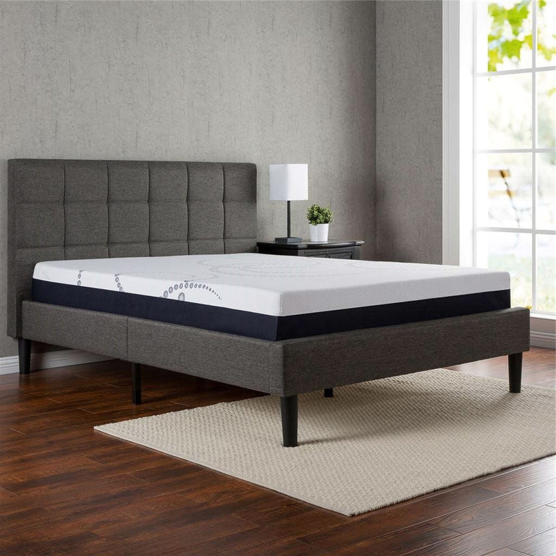 King size Dark Grey Upholstered Platform Bed with Headboard, photo 3 of 4