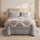 DaDa Bedding Bohemian Summertime White Blue Floral Paisley Bedspread Set (KSX-003)