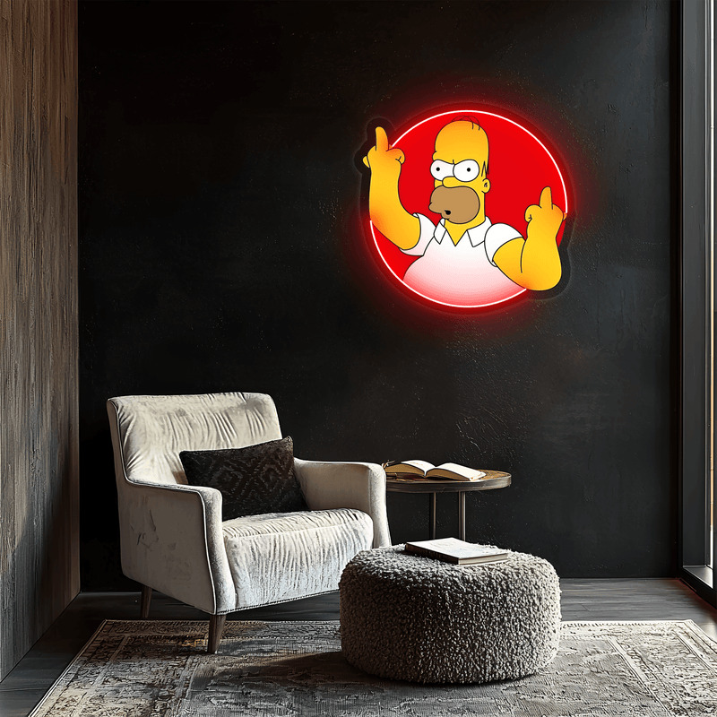 Homer Simpson Neon Sign, Simpson Neon Decor, Uv Print Neon Sign, Home Decor, Office Decor, Gamer Gifts, Housawarming Gifts, Neon Wall Art