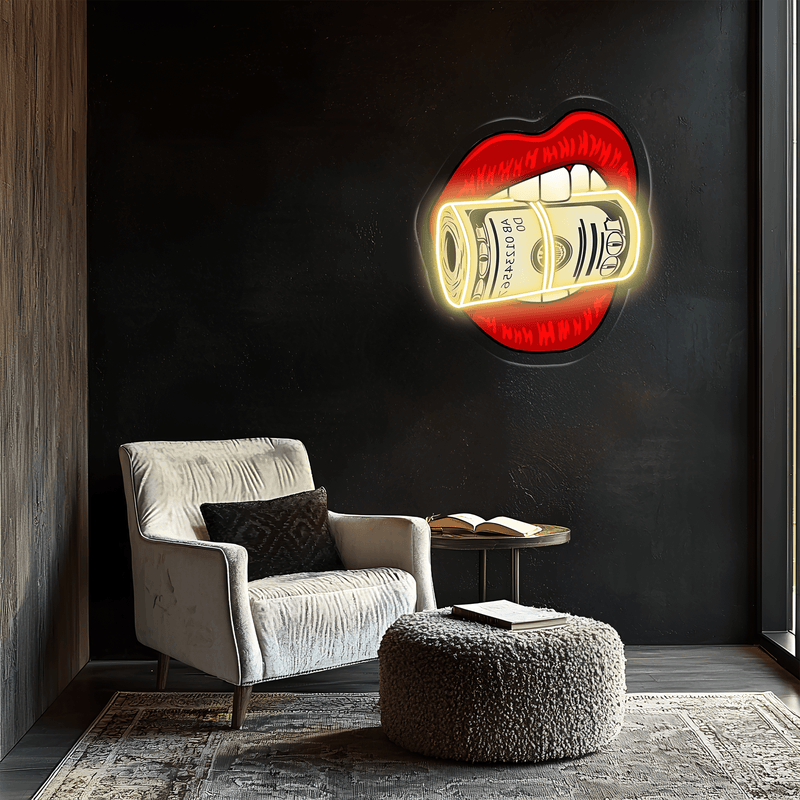 Kiss Dollars Plexiglass Neon Art, Dollars Neon Sign, Neon Light Sign, Neon Wall Art, Neon Sign, Neon Light Sign, Neon Gifts, Gamer Gifts