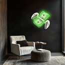 Dollars Angel Uv Print Neon Art, Dollars Uv Print Neon Sign, Neon Light,Neon Wall Art