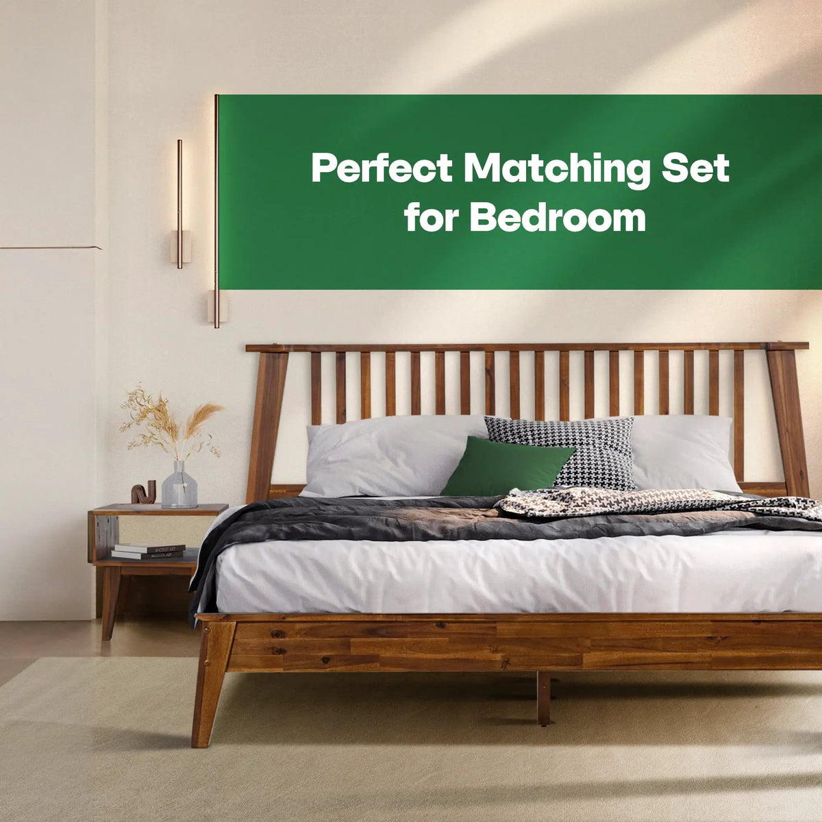 [Buy 1 Get 1] Kaylin Solid Wood Bed Frame & Nightstand, photo 11 of 17