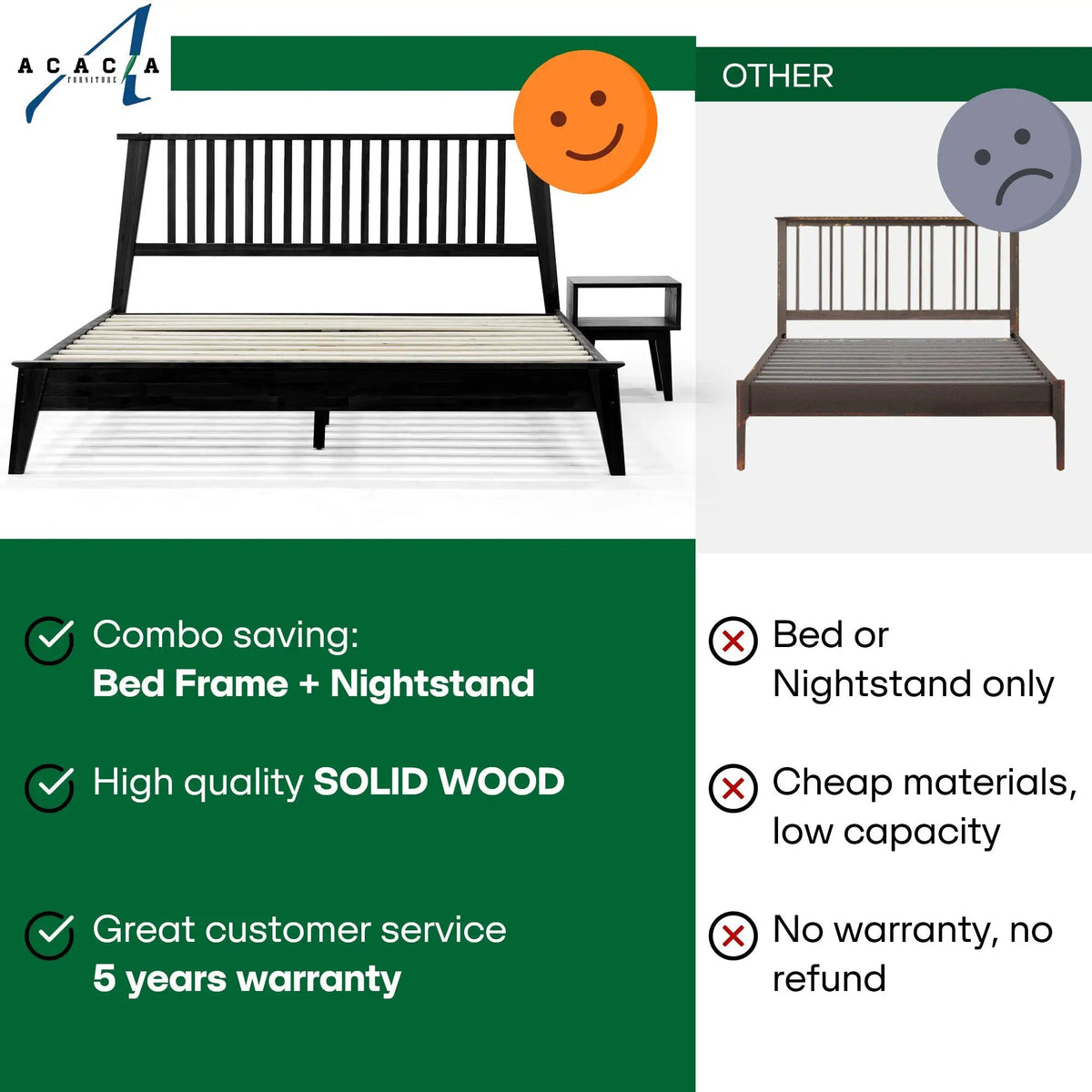 [Buy 1 Get 1] Kaylin Solid Wood Bed Frame & Nightstand, photo 7 of 17