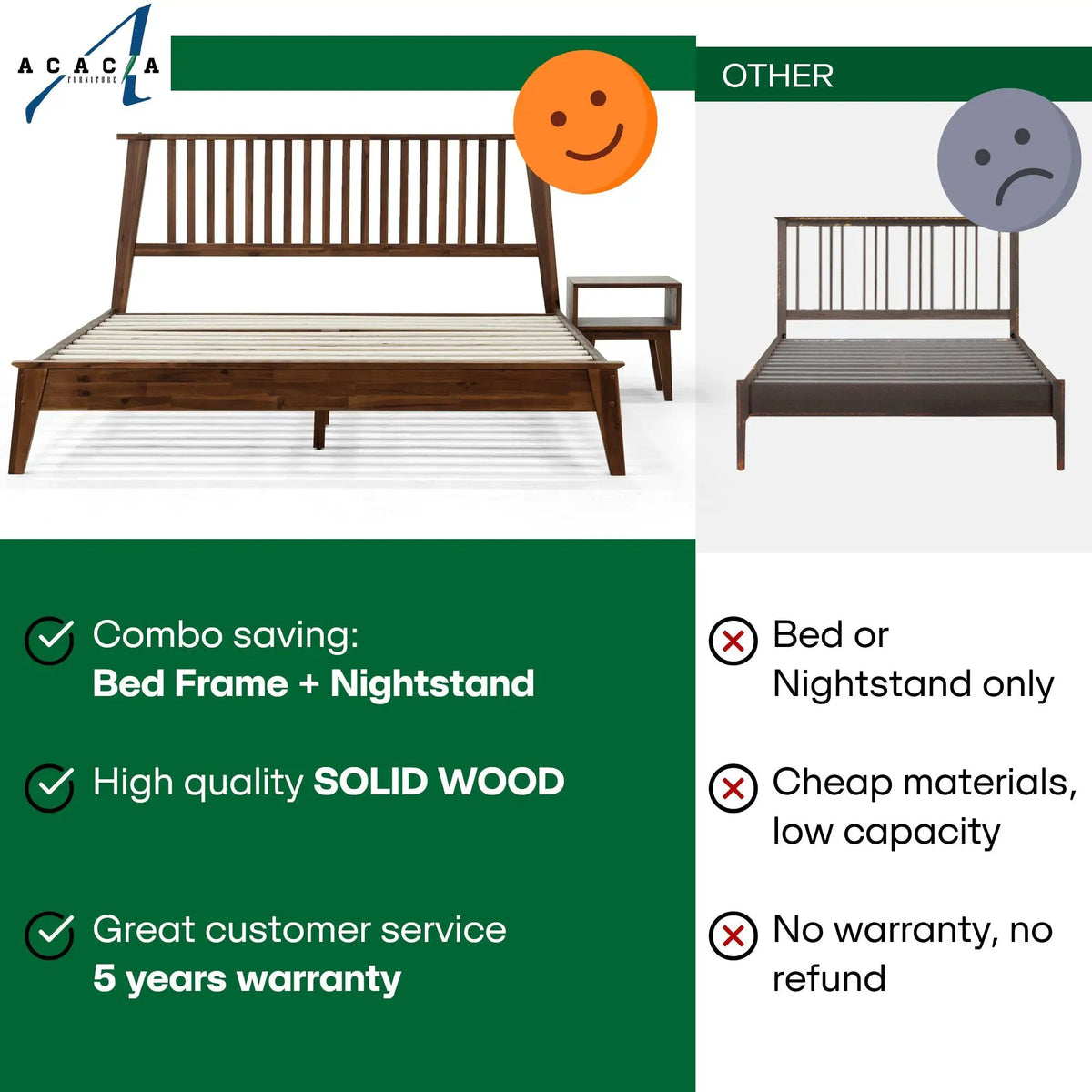 [Buy 1 Get 1] Kaylin Solid Wood Bed Frame & Nightstand, photo 14 of 17