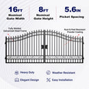 16x8 ft Steel Dual Swing Driveway Gate