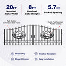 20x8 ft Steel Dual Swing Driveway Gate