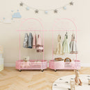 Kid Clothes Rack with 3 Adjustable Heights and Wheels-Pink