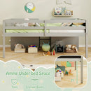 Kid Twin Size Low Loft Bed with Chalkboard Ramp Ladder and Bookcases by LJGDeals