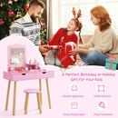 Kid Vanity Table Chair Set with Mirror and 2 Large Storage Drawers by LJGDeals