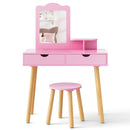 Kid Vanity Table Chair Set with Mirror and 2 Large Storage Drawers by LJGDeals