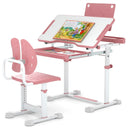 Kid's Study Desk and Chair Set with Tilt Desktop and Book Stand by LJGDeals