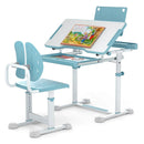 Kid's Study Desk and Chair Set with Tilt Desktop and Book Stand by LJGDeals