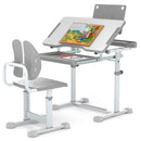 Kid's Study Desk and Chair Set with Tilt Desktop and Book Stand by LJGDeals