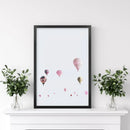Pink Air Balloons Print. Kid's Room Wall Art by Wall Art Set