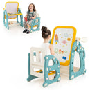 Kids Art Easel with Chair and 3-Level Adjustable Whiteboard-Multicolor by LJGDeals