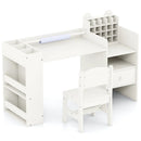 Kids Art Table and Chair Set with Detachable Paper Roll Holder and Cabinet by LJGDeals