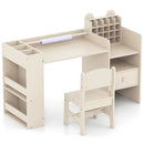 Kids Art Table and Chair Set with Detachable Paper Roll Holder and Cabinet by LJGDeals