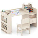 Kids Art Table and Chair Set with Detachable Paper Roll Holder and Cabinet by LJGDeals