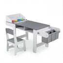 Kids Art Table and Chair with Paper Roll and Fabric Bins for Drawing Reading Studying Playing-Gray by LJGDeals