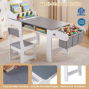 Kids Art Table and Chair with Paper Roll and Fabric Bins for Drawing Reading Studying Playing-Gray by LJGDeals