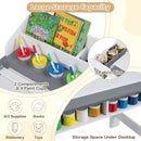 Kids Art Table and Chair with Paper Roll and Fabric Bins for Drawing Reading Studying Playing-Gray by LJGDeals