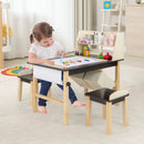 Kids Art Table and Chairs Set with Paper Roll and Storage Bins-Coffee by LJGDeals