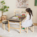 Kids Art Table and Chairs Set with Paper Roll and Storage Bins-Coffee by LJGDeals